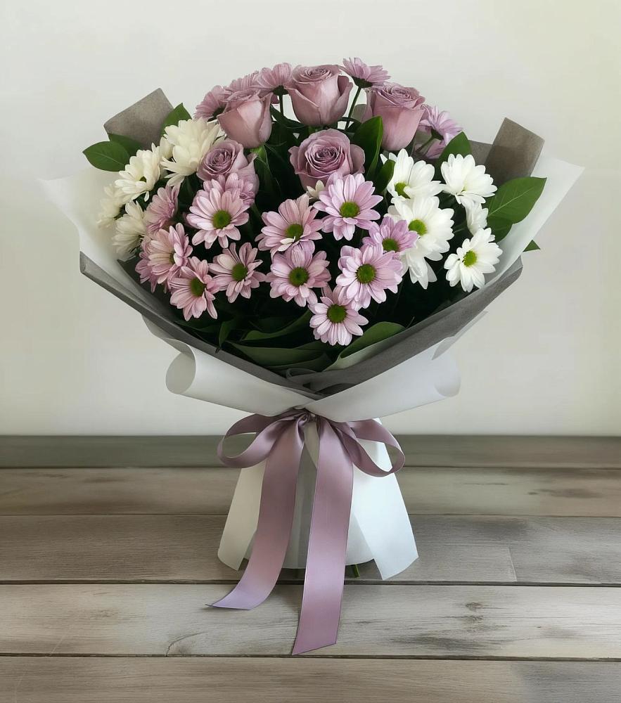 Букет цветов из: Хризантемы и Розы в Харовске