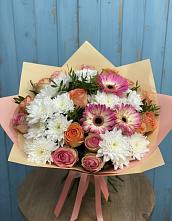 Букет цветов из:  Розы, Герберы и Хризантемы #REPLACE_PRED# Харовске