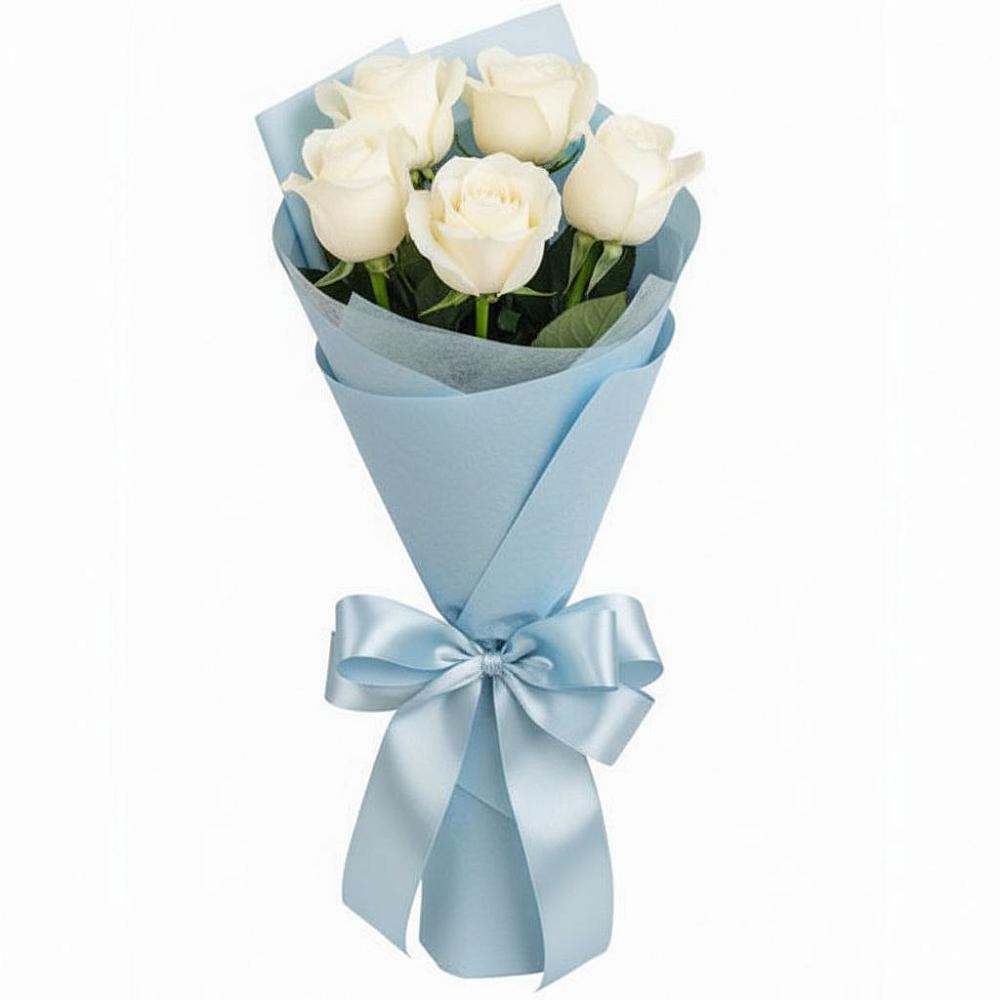 Букет 5 Белых роз Проуд в Харовске