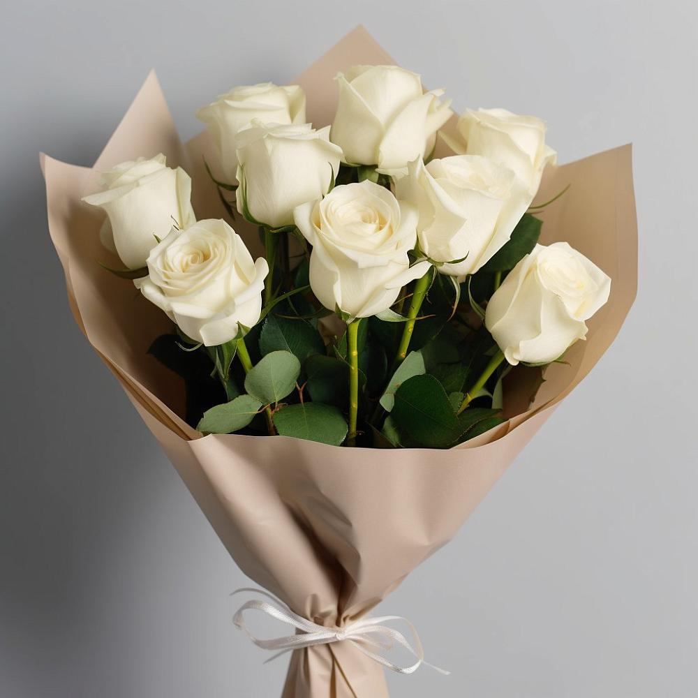 Букет 9 Белых роз Эдлесс Лав в Харовске