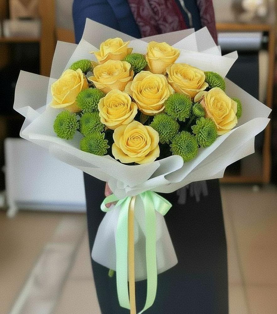 Букет цветов из: Хризантемы и Розы в Харовске