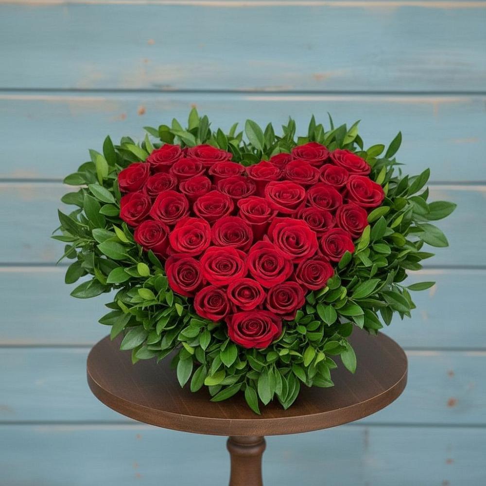 Цветочная композиция из Розы в виде сердца в Харовске