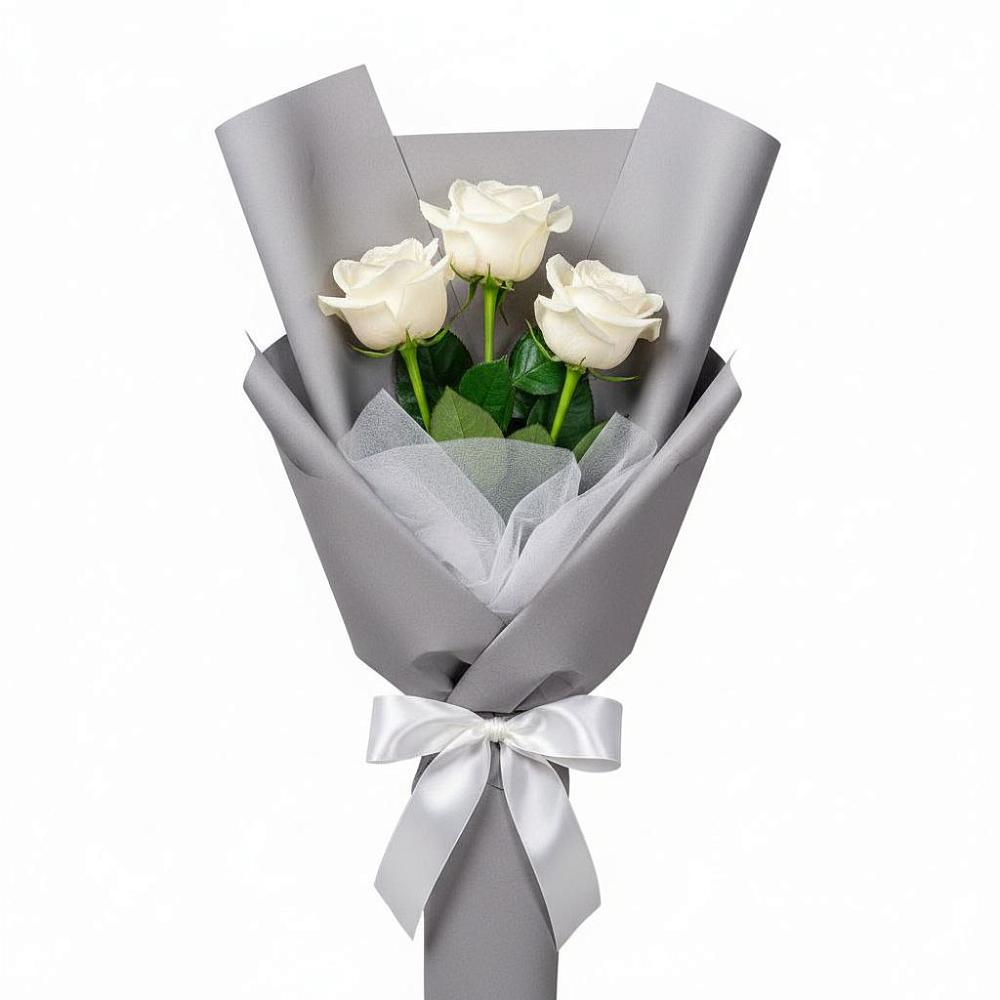 Букет 3 белые розы в Харовске