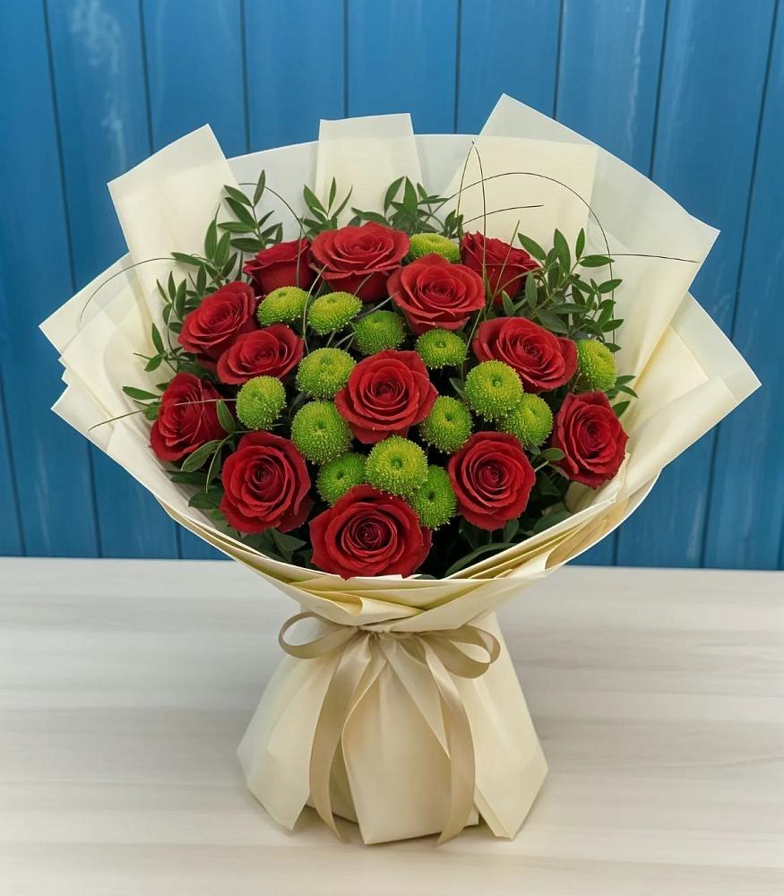 Букет цветов из: Розы и Хризантемы в Харовске